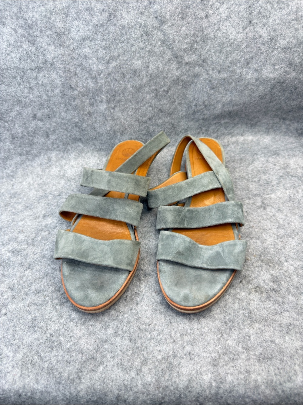 Coclico Made in Spain Green Gray Suede Strappy Sandals Women’s 8.5 EU 39